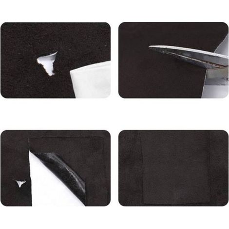 Patch de Réparation en Suède Auto-Adhésif - Ruban de Revêtement en Velours Premium pour Intérieur de Voiture Le noir (1/5)