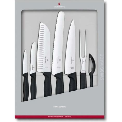 Victorinox 6.7133.71G Swiss Classic Set Coltelli da Cucina 7 Pezzi Acciaio Inossidabile Manici Ergonomici colore Nero