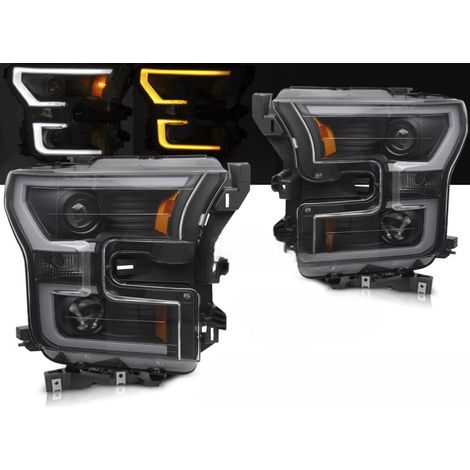 Paire de feux phares Ford F150 MK13 de 2014 a 2017 Tubelight Led Noir-41305783 (1/4)