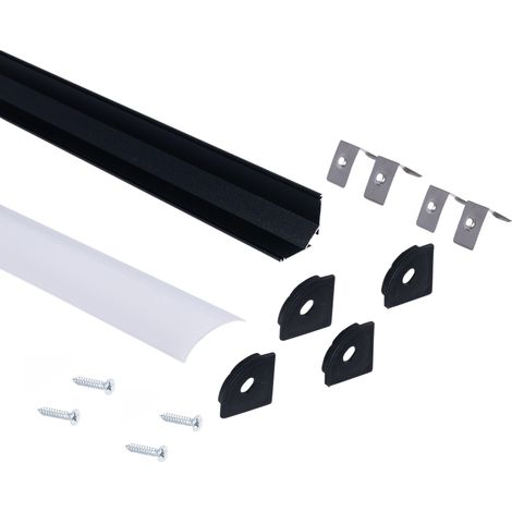 Perfil De Aluminio De Superficie Para Esquinas - Con Difusor - - Negro-Blanco (1/5)