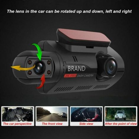 Double Objectif Dash Cam Voiture DVR CaméRa Avant et IntéRieure Enregistreur de Conduite VidéO Moniteur de Stationnement Vision (1/4)
