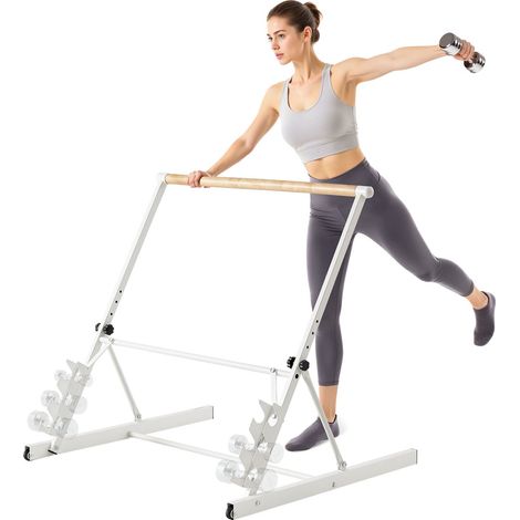 Barre à ballet, hauteur réglable 4 niveaux, barre de danse portable autoportante, équipement de fitness à domicile pour abdominaux, bras, force et cardio, extensible et pliable, faciles à ranger