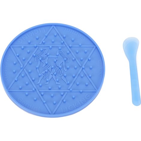 Bac à lécher en silicone pour chien, sûr, doux et facile à nettoyer. Bleu Gémeaux. (1/5)