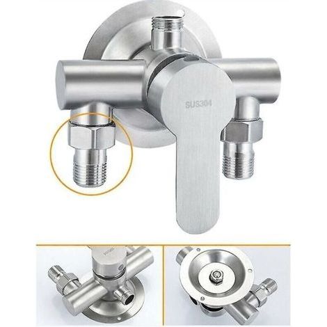 1 piece 304 stainless steel exposed hot and cold shower faucet switch water heater bathroom faucet, exposed stainless steel (1/3)
