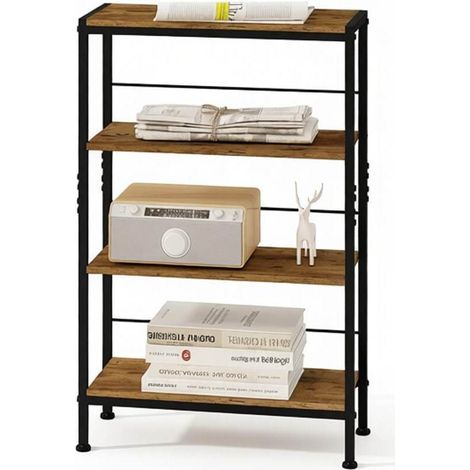 CHICFURN Estantería de pie 50 x 20 x 78 cm en MDF negro y marrón para espacios pequeños (1/5)