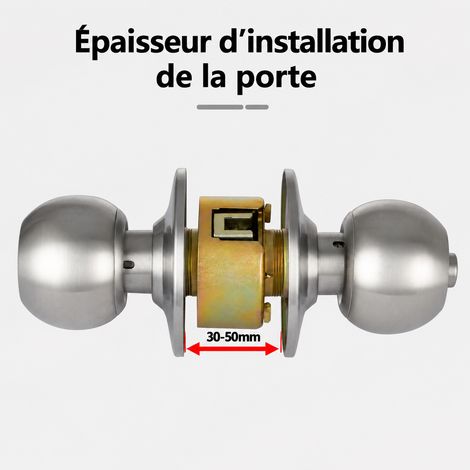 Serrure de porte sphérique 587SS cylindre en alliage d'aluminium avec clés et entraxe de 60 mm 19,5 × 7,5 × 7,6 cm 428 g – Livraison gratuite (1/3)