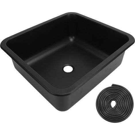 Évier de Lavage de Cuisine, évier RV Rectangulaire pour le Camping-car (Plastiques de pulvérisation noire). (1/5)