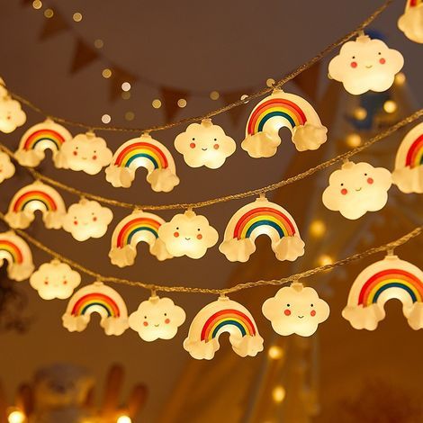 Guirlande lumineuse nuage arc-en-ciel alimentée par USB, 10 m, 80 LED, lampe d'ambiance décorative pour chambre d'enfant (1/5)
