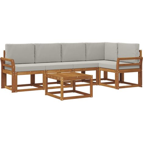 Outdoor Sofa Set with Cushion 6 pcs Natural and Light Grey vidaXL (1/5)