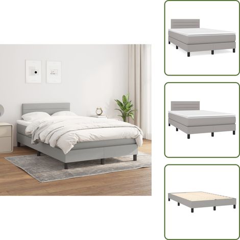 Letto con materasso morbido - vidaXL Giroletto a Molle con Materasso Grigio Chiaro 120x200cm Tessuto - Letto con schiuma