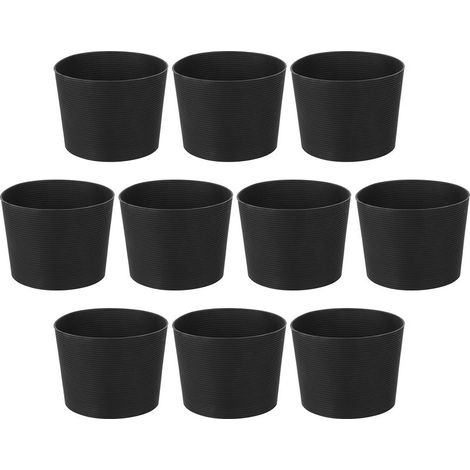 Lot de 10 manchons de protection antidérapants en silicone résistant à la chaleur pour bouteilles, tasses et mugs, noirs (1/5)