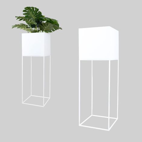 Tapa metálica para maceta Hillion, blanca, L 32x32x96 (1/5)