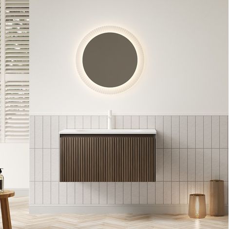 mobile contenitore 80cm lavabo sospeso effetto quercia OKMYHOME (1/5)