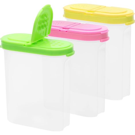 recipientes de almacenamiento de 250 ml con tapa abatible, de plástico libre de BPA, para especias, sal, azúcar y harina.