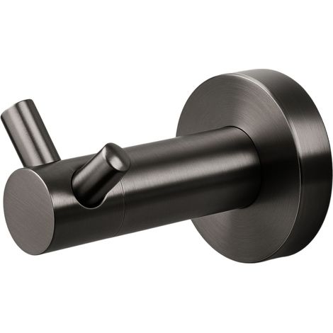 BALNEO - crochet porte-serviettes en acier inox anthracite Gun Metal - crochet de salle de bain QUBE inoxydable - patère murale pour salle de bain (1/3)