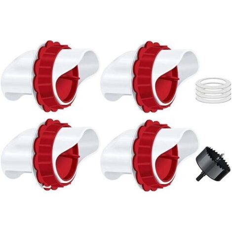 Mangeoire Poules, Mangeoire Poule Automatique, 4 Ports DIY Mangeoire à volaille Gravité Kit pour Seaux Tonneaux Bacs