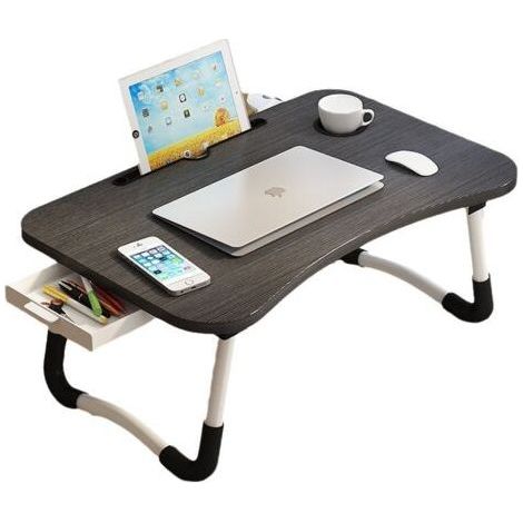 Table d'appoint pliante, table de lit pour ordinateur portable, plateau multifonctionnel noir (1/5)