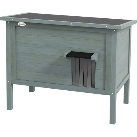 Wetterfestes Katzenhaus aus Holz 85 x 50 x 68,5 cm, Dunkelgrau und Schwarz MODENUIT (1/5)