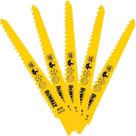 Lame de scie sabre DeWALT, 6 dents par pouce, Longueur de coupe 152mm, pour Bois, X 5 ( Prix pour 1 Jeu )