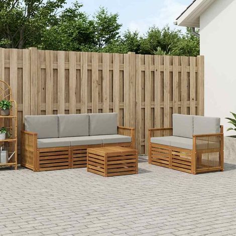vidaXL Outdoor-Sofagarnitur 6 Stk. Natürlich und Hellgrau (1/5)