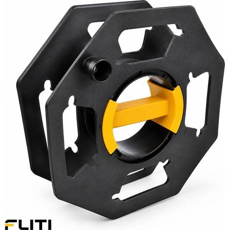 FLITI Enrouleur de câble manuel 25m Plastique Noir et Jaune pour Camping et Ménage avec Ouvertures de Sécurité (1/5)