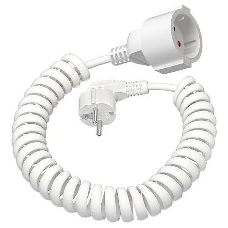 Coiled Cable Extension 5 m 1.05 m to 5 m 13 A/230 V with Protective Contact IP20 White (1/5)