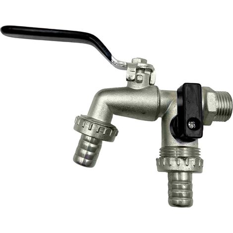 Robinet extérieur 3/4" antigel double sortie, distribution efficace pour pelouse/jardin/irrigation (1/5)