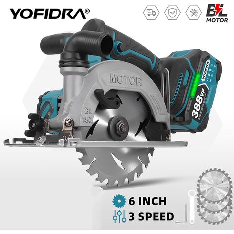 Scie circulaire électrique sans balais de 6 pouces, outil de coupe du bois et des tuyaux, compatible avec les batteries Makita (sans batteries) (1/5)