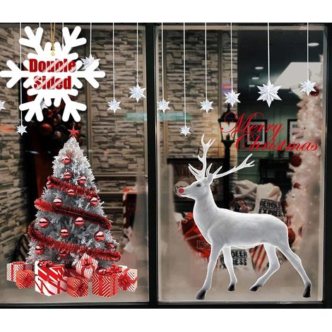 MINKUROW Adesivi Natalizi Adesivi Per Finestre Natalizie Adesivi Per Finestre Con Decorazioni Natalizie Adesivi Murali Con Renne Natalizie Adesivi Con Fiocchi Di Neve Natalizi Adesivo Statico Grandi A (1/5)