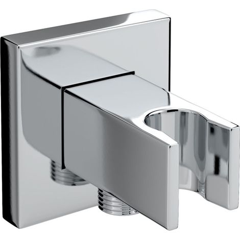 Bristan Chrome Square Wall Outlet with Shower Handset Holder - C-WOSQ02-C