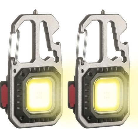2PCS Mini LED Inspection Work Light Rechargeable COB Portable Small Keychain Lamps, 6 Modes, with Folding Stand Bottle Opener Magnetic Base, for Camping/Repairing (1/5)