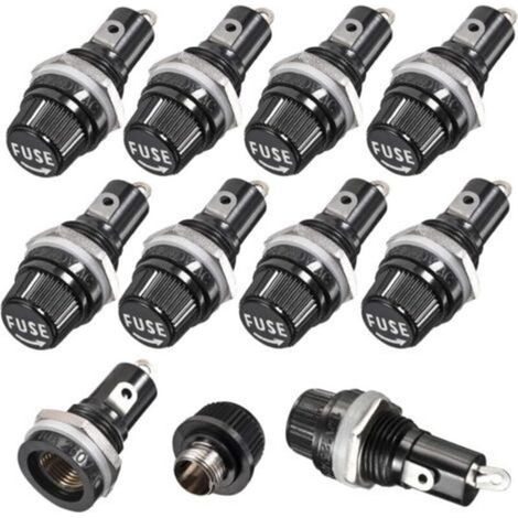 10 pièces 5 x 20mm Porte Fusible AC 10A 250V Noir Porte Fusible à Capuchon à Vis, Porte Fusible à Capuchon à Vis Monté sur Panneau (1/5)