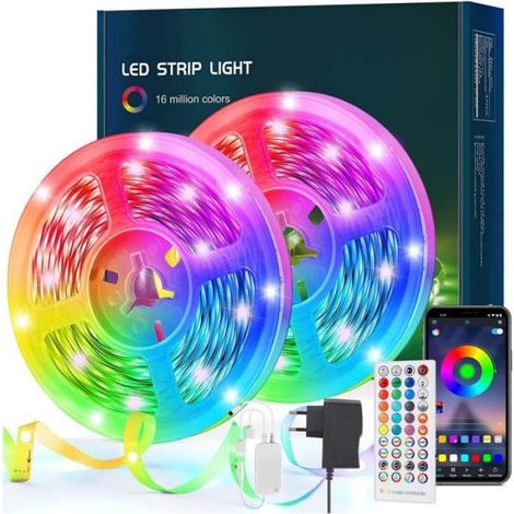 Ruban LED - Multicolore - 15M - Télécommande 40 Touches - Intérieur/Extérieur - Changement de Couleur (1/4)