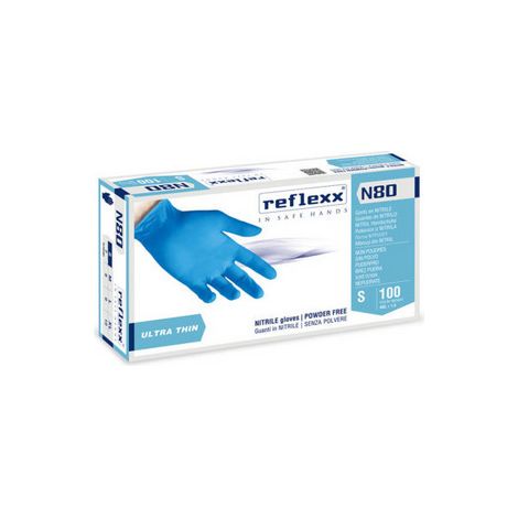 100 PZ GUANTI IN NITRILE ULTRA SOTTILI N80B- Taglia M- REFLE- pezzi 1