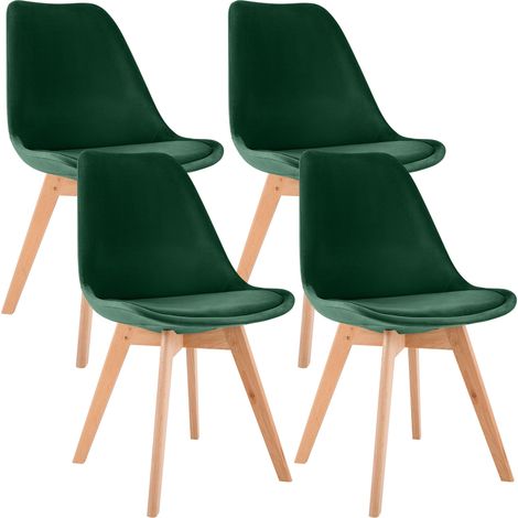 Juego de 4 sillas de comedor Linares Verde Terciopelo