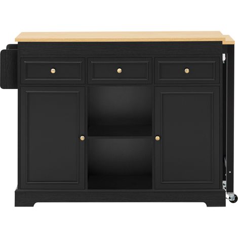Isola da cucina con ruote estensibile in MDF nero HOMVRA (1/5)
