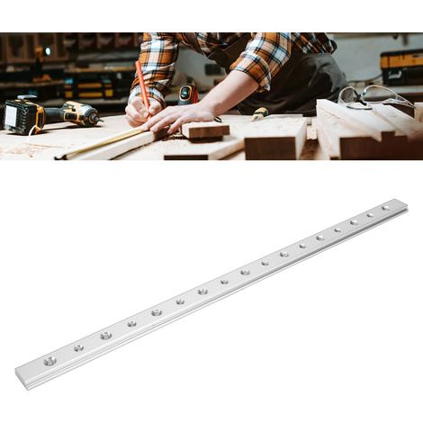 Bloc coulissant en T perforé de 450 mm pour le travail du bois, rainure de glissement de type 30/45, bloc coulissant universel en alliage d'aluminium, scie à table coulissante inversée, argent à monte (1/5)