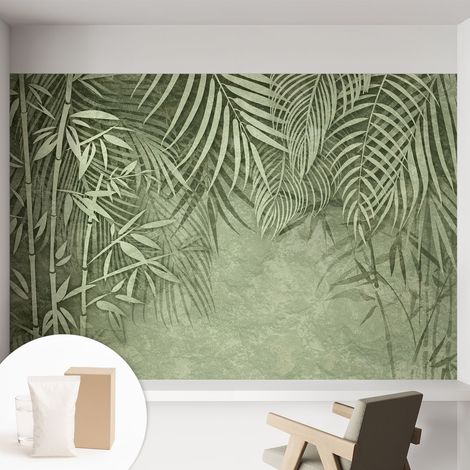 Papier peint intissé décoratif pour salon chambre et cuisine Facile à poser avec colle Paradis de bambous 152x104 cm (1/5)