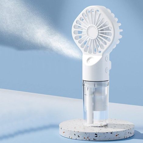 Ventilateur brumisateur portable rechargeable, mini ventilateur brumisateur portatif, à piles, blanc (1/5)