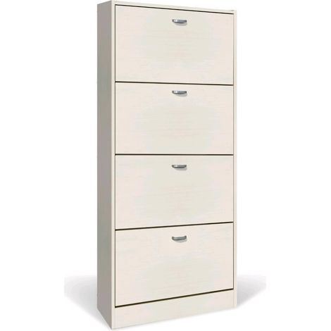 Scarpiera in Legno 4 Ante colore Bianco Nordico Mobiletto 24 Paia 63x24x150H cm (CD102-BN) 4 Ante - 63x24x150H cm Bianco Nordico