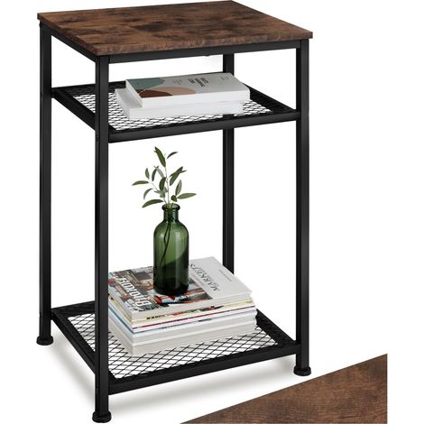 Table d'appoint 45,5 x 36 75,5 cm en panneau de fibres bois foncé (1/5)