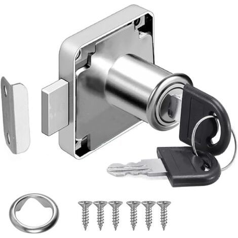 Serrure à came de sécurité de 22 mm pour armoires, avec clé, adaptée aux armoires, meubles, boîtes aux lettres, tiroirs, maisons et bureaux. (1/5)