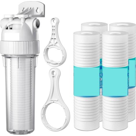 Système de Filtre à Eau Purificateur de préfiltre de système de Filtre à Eau de sédiment de Micron Whole House, préfiltre en Coton PPF de 10 Pouces (Color : Host and 5X Filter, Size : 1 UK) (1/5)