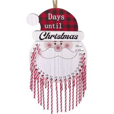 Calendrier de l ' de Noël en bois en forme de Père Noël avec des surprises pour et adultes, décorations de fête dans le couloir, ornement de compte à rebours (1/5)