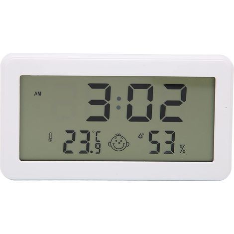 Termometro igrometro LCD ad alta precisione con display chiaro e supporto pieghevole per casa, ufficio e comfort domestico. (1/5)