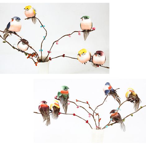 [Décoration Simulation] DIY Décoration Oiseau Artificiel 12Pcs, Multicolore Foam+Feather 9x4cm, pour Maison et Jardins (1/5)