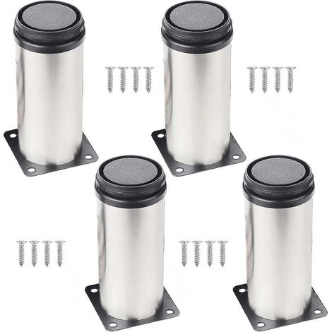 Pieds de table ronds réglables en acier inoxydable de 35 cm avec 4 vis (1/5)