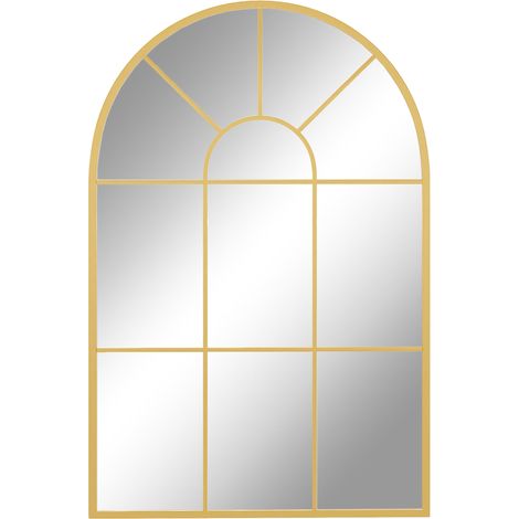 Specchio da Parete ad Arco 91x2x60 cm Stile Moderno in Vetro e Metallo Oro (1/5)