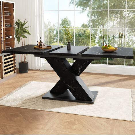 Tavolo estensibile 4-6 persone, 119,5-158,5 x 80 x 75 cm, effetto marmo nero, OKMYHOME (1/5)