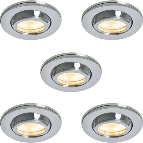 Litecraft Marlowe Fire Rated Tiltable Round IP65 Rated Recessed Downlights in Polished Chrome - Pack of 5 (1/5)